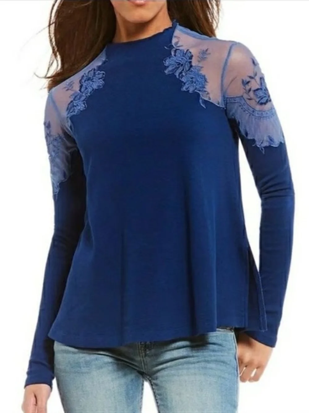 Free People Daniella Lace Shoulder Top